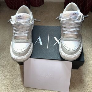 Armani Exchange Gray and White Casual Sneakers
